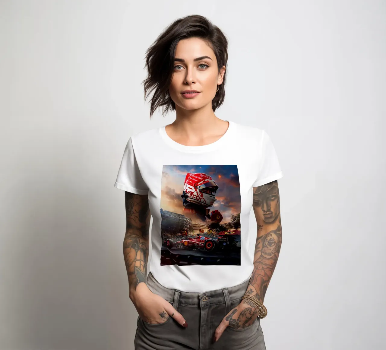 Charles Leclerc women's fitted t-shirt by Indah Creative