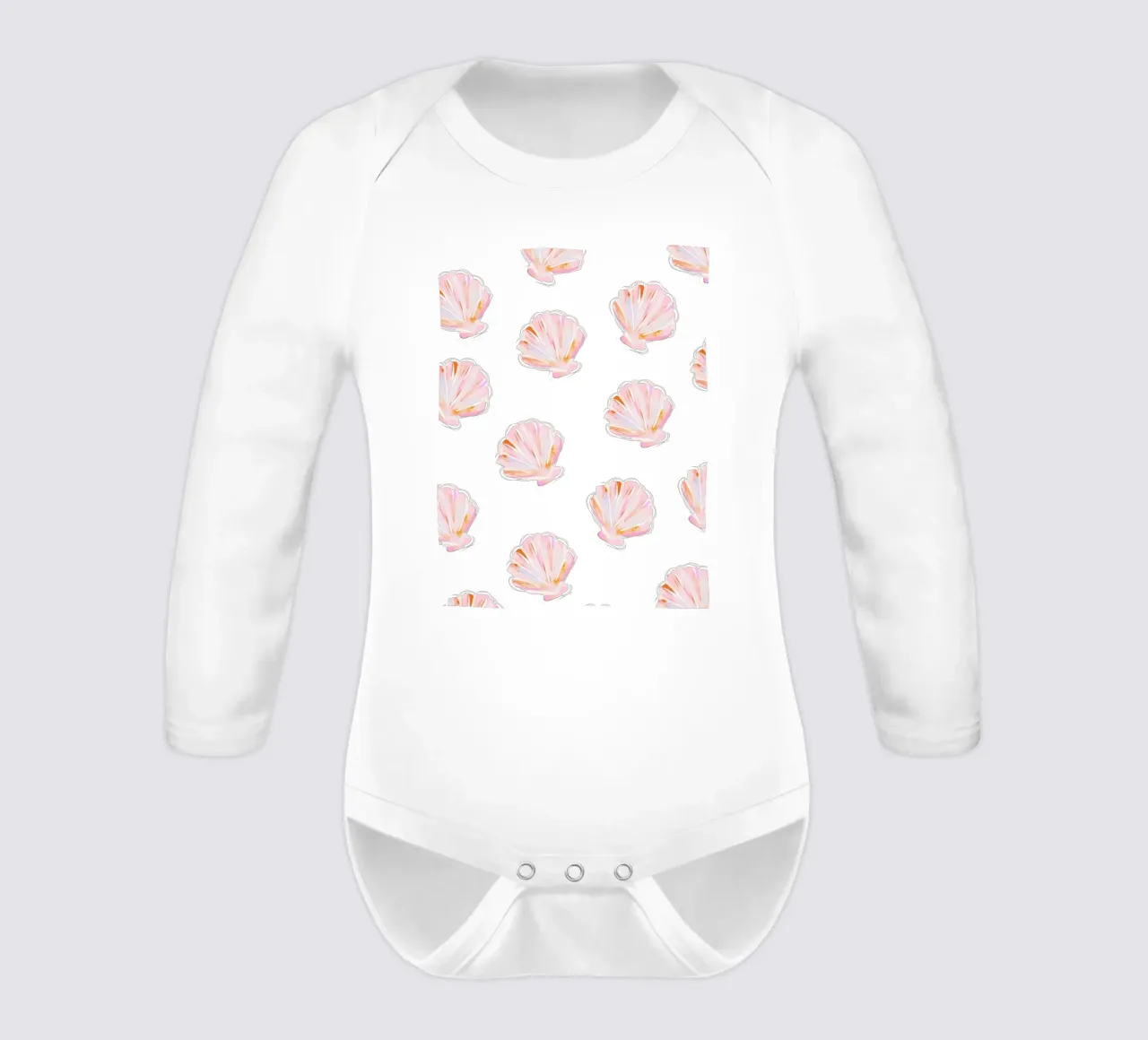 Sea Shell Pattern, Dolce Vita Print, Beach Wall Art long-sleeve baby romper by DolceVita