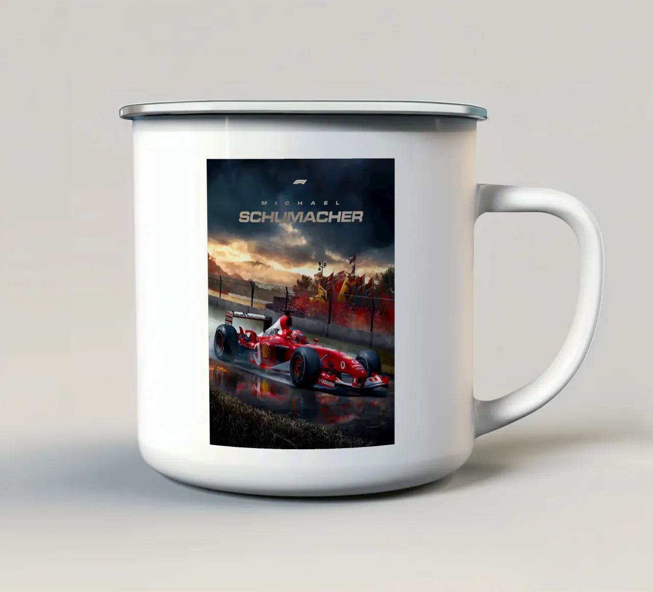 Michael Schumacher tazza in smalto da Indah Creative