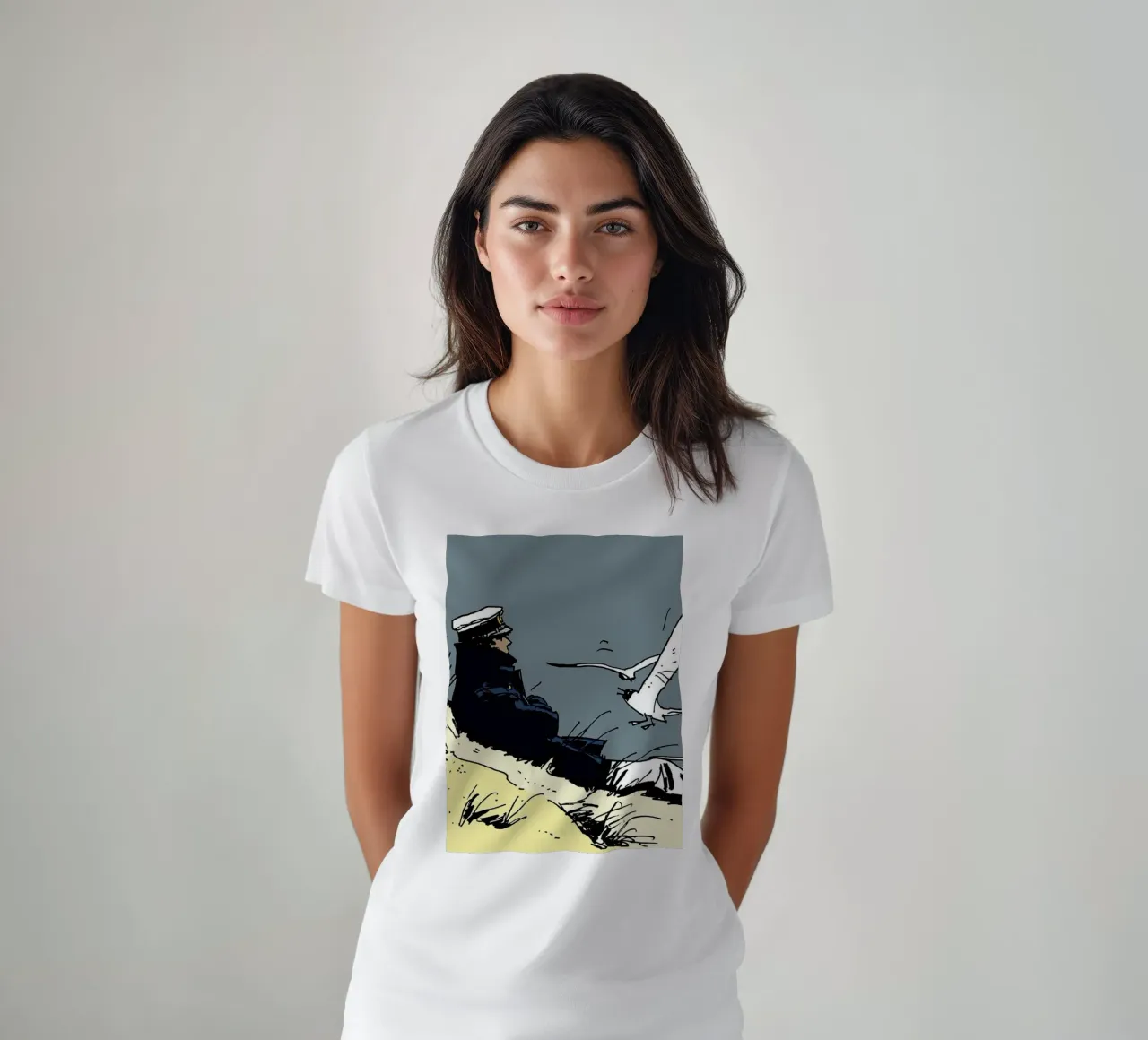Hugo Pratt Marinaio maltese sulla spiaggia Brü t-shirt da MIa_Dispath