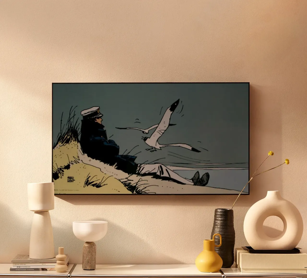 Hugo Pratt Marinaio maltese sulla spiaggia plexiglass da MIa_Dispath