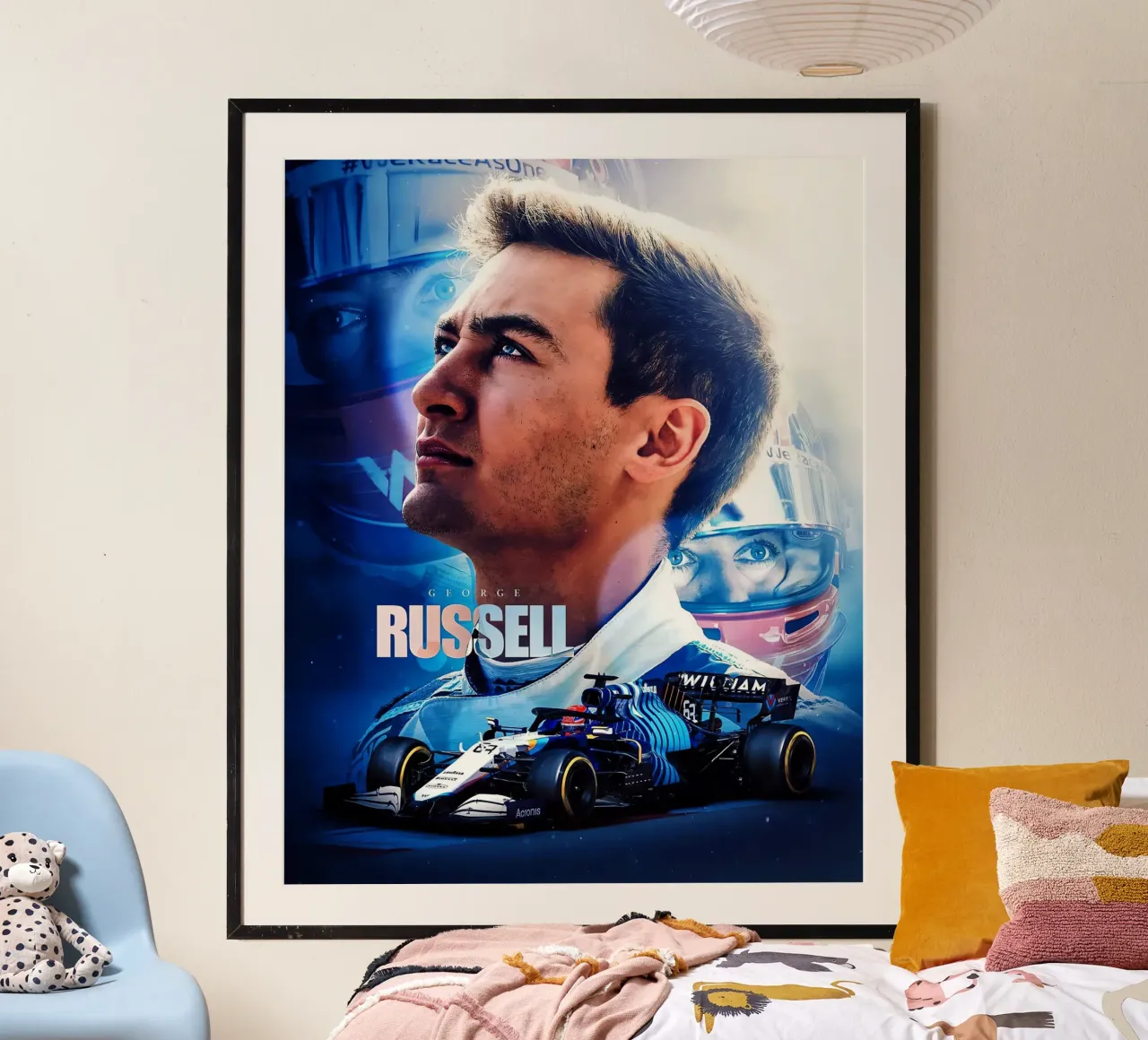 George Russell Poster von Indah Creative