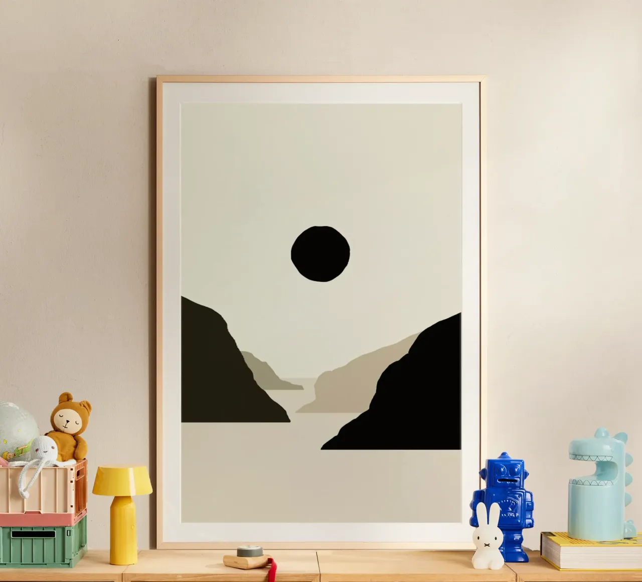 Black Moon Mountain poster con telaio in alluminio da Graphite