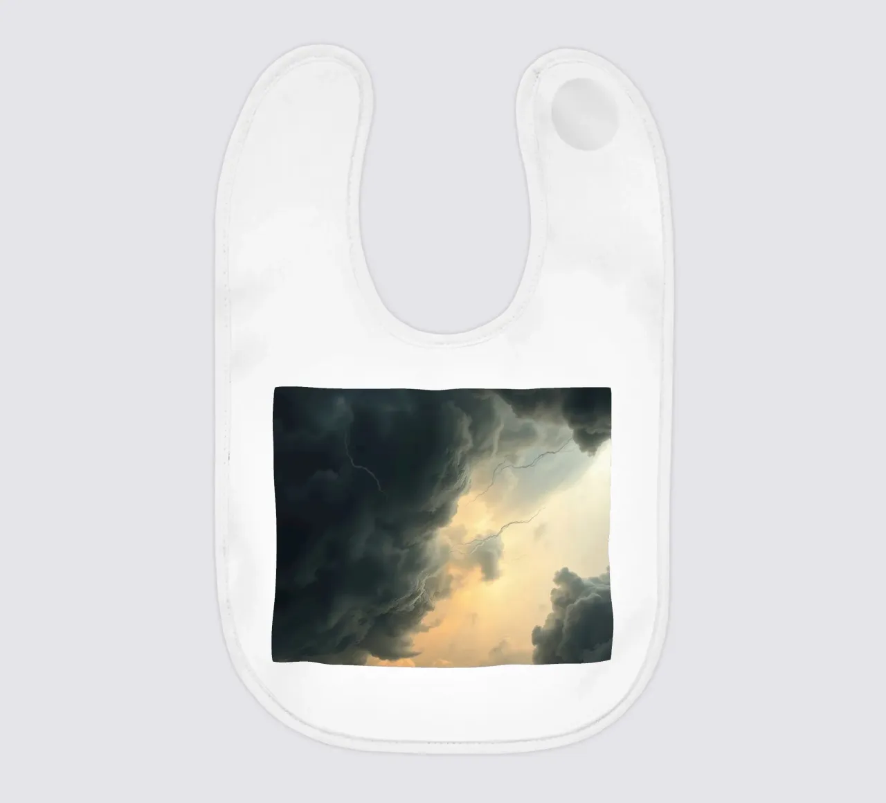 Dramatic storm clouds gather before an impending thunderstor baby bib by DesignDoodle