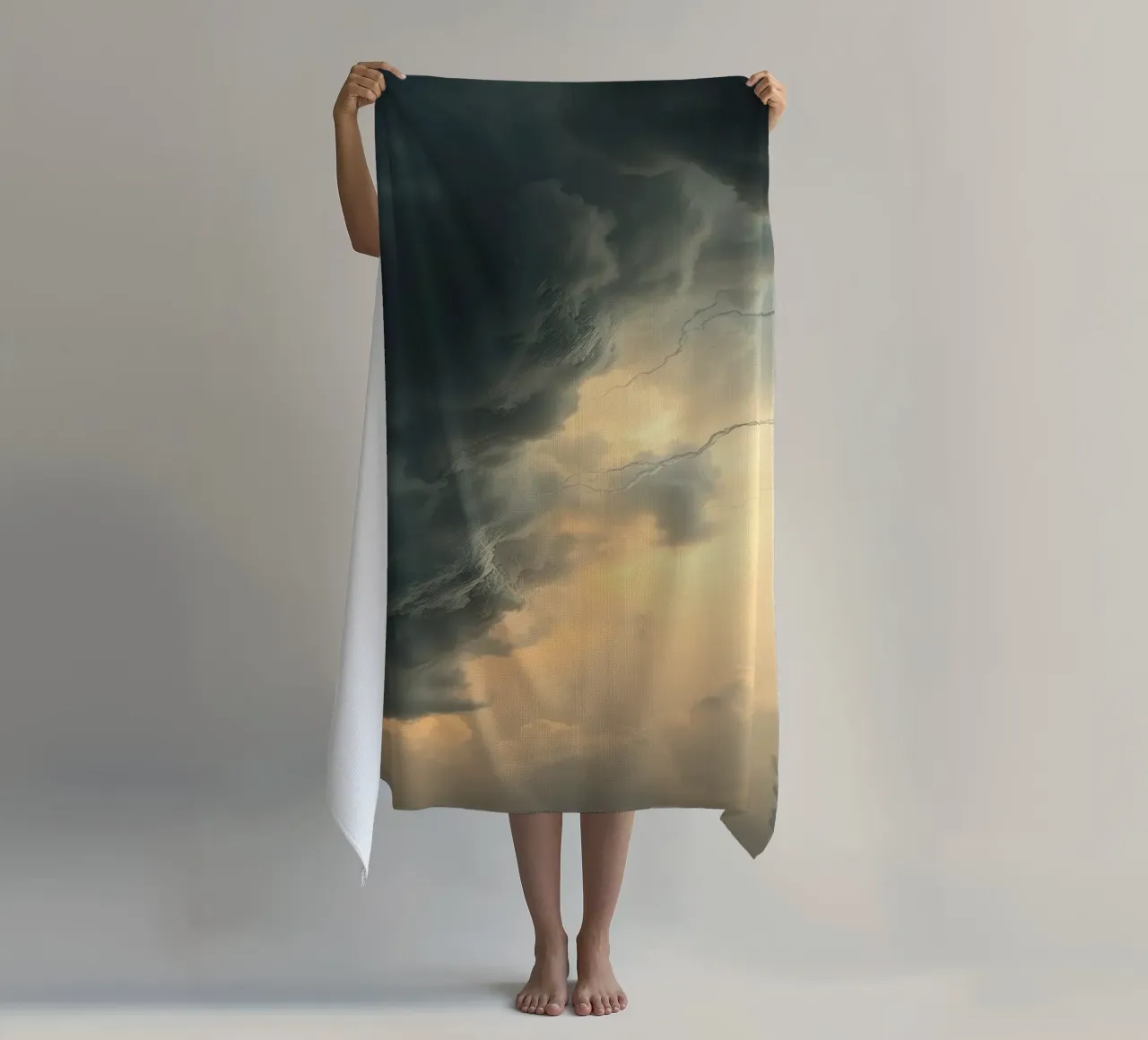Dramatic storm clouds gather before an impending thunderstor beach towel by DesignDoodle