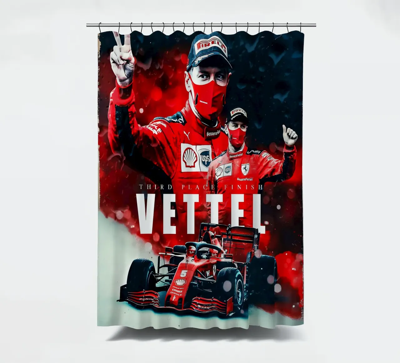 Sebastian Vettel shower curtain by Indah Creative