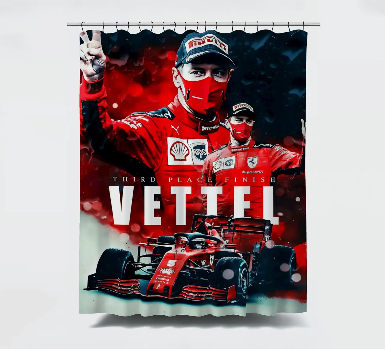 Sebastian Vettel shower curtain by Indah Creative
