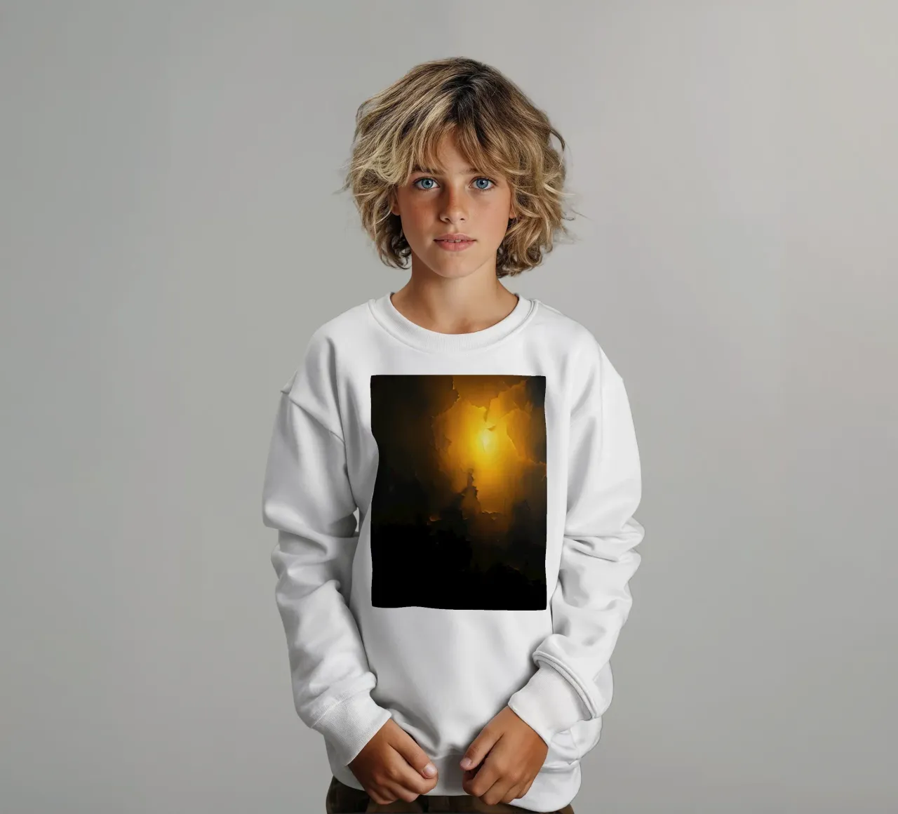 Rappresentazione artistica di crepe e ombre illuminate felpa bambino da DesignDoodle