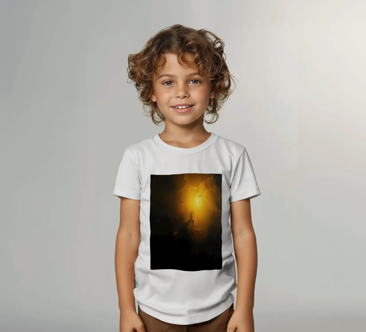 Artistic depiction of illuminated cracks and shadows kids t-shirt by DesignDoodle