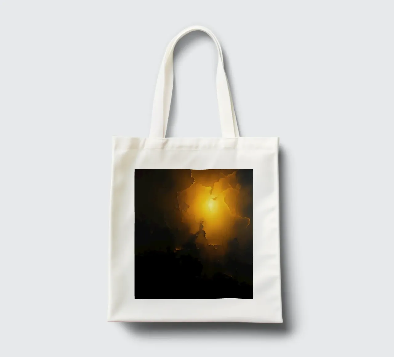 Rappresentazione artistica di crepe e ombre illuminate borsa in juta da DesignDoodle