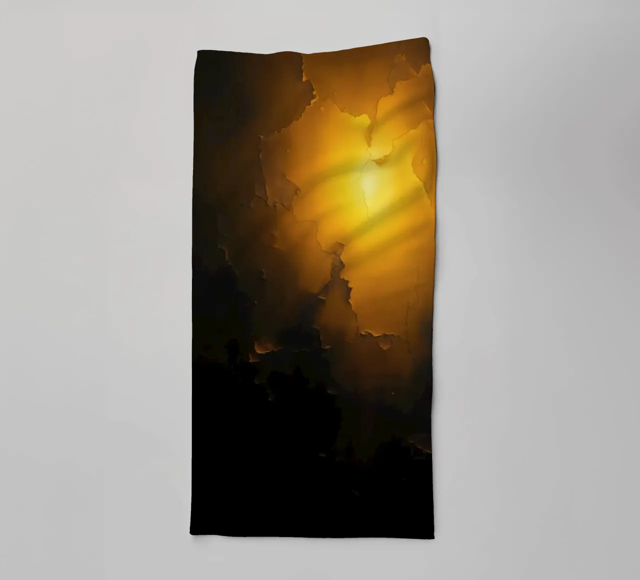 Artistic depiction of illuminated cracks and shadows towel by DesignDoodle