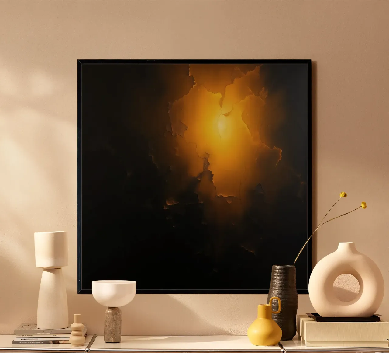 Artistic depiction of illuminated cracks and shadows hahnemühle by DesignDoodle