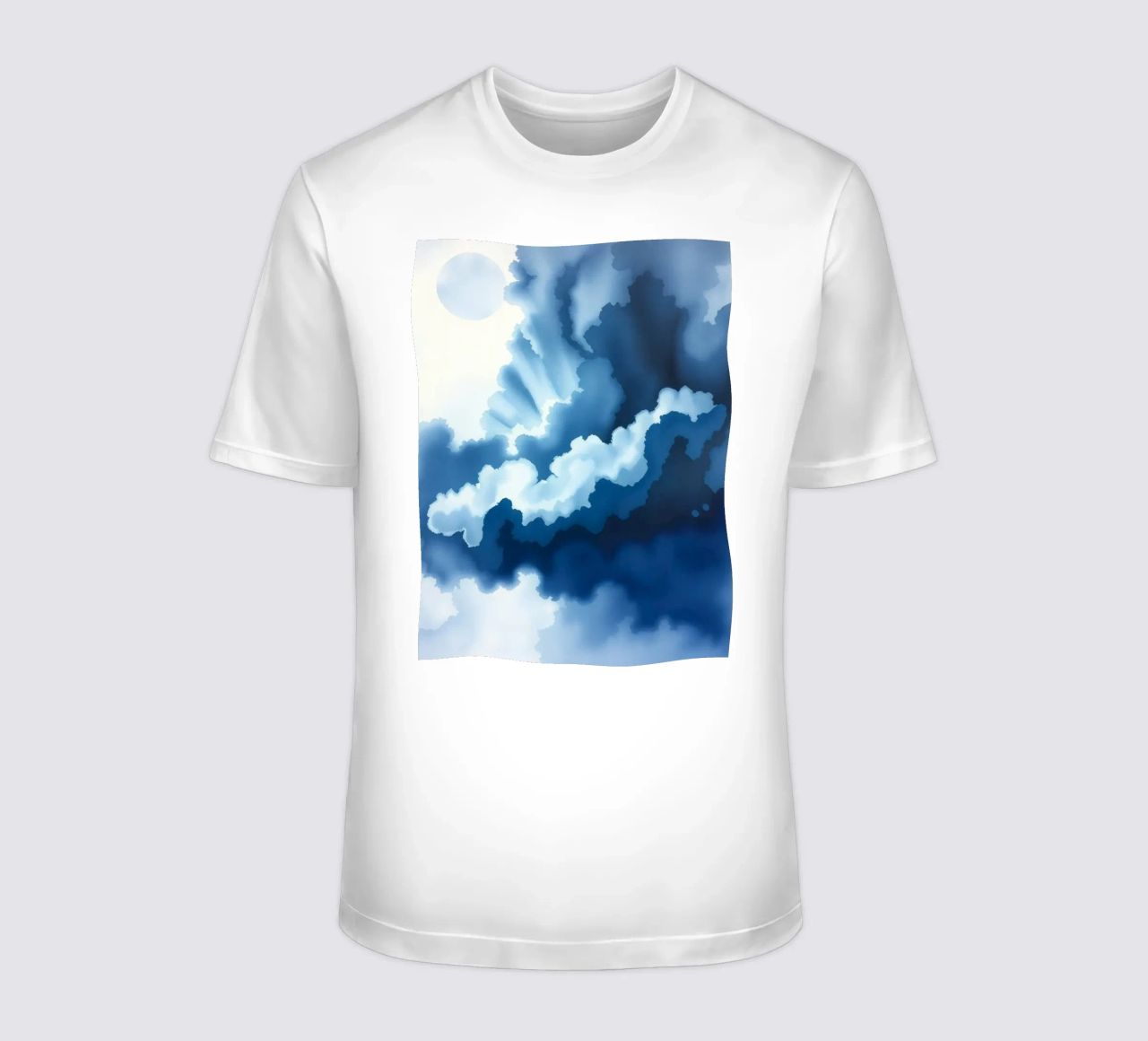 Bright clouds reflect light in a calm bluish atmosphere t-shirt by DesignDoodle