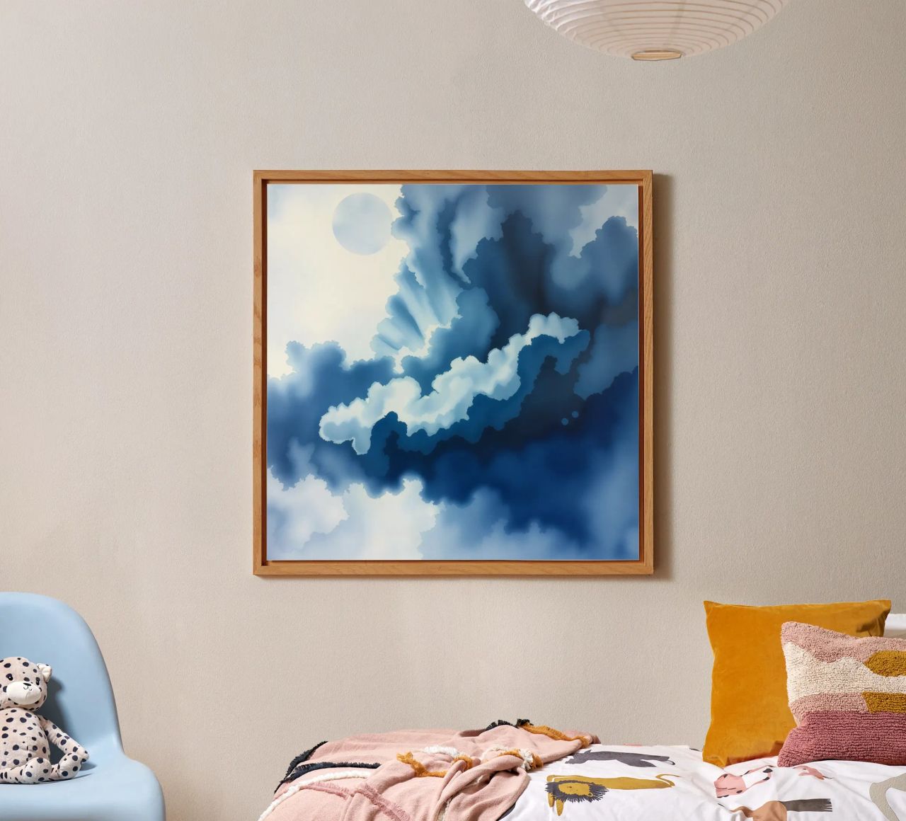 Bright clouds reflect light in a calm bluish atmosphere alu-dibond by DesignDoodle