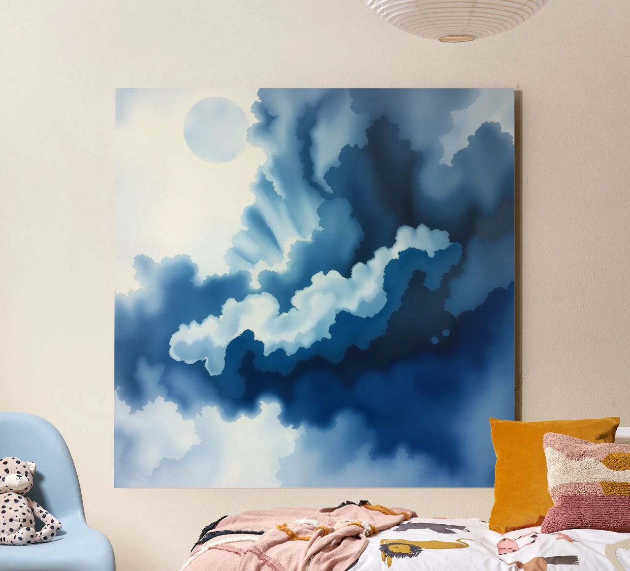 Bright clouds reflect light in a calm bluish atmosphere alu-dibond by DesignDoodle