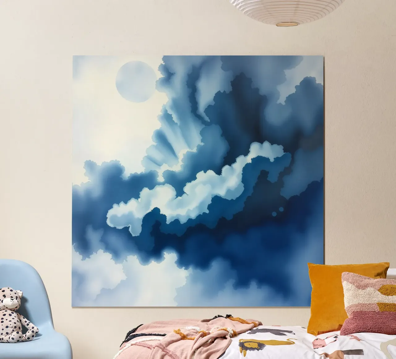 Nuvole luminose riflettono la luce in una calma atmosfera bluastra carta hahnemühle da DesignDoodle
