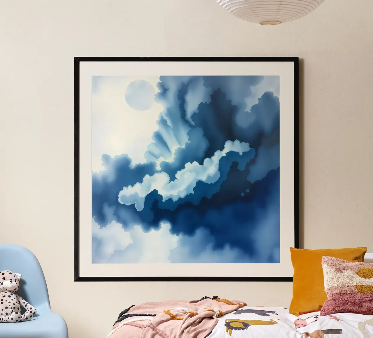Nuvole luminose riflettono la luce in una calma atmosfera bluastra carta hahnemühle da DesignDoodle