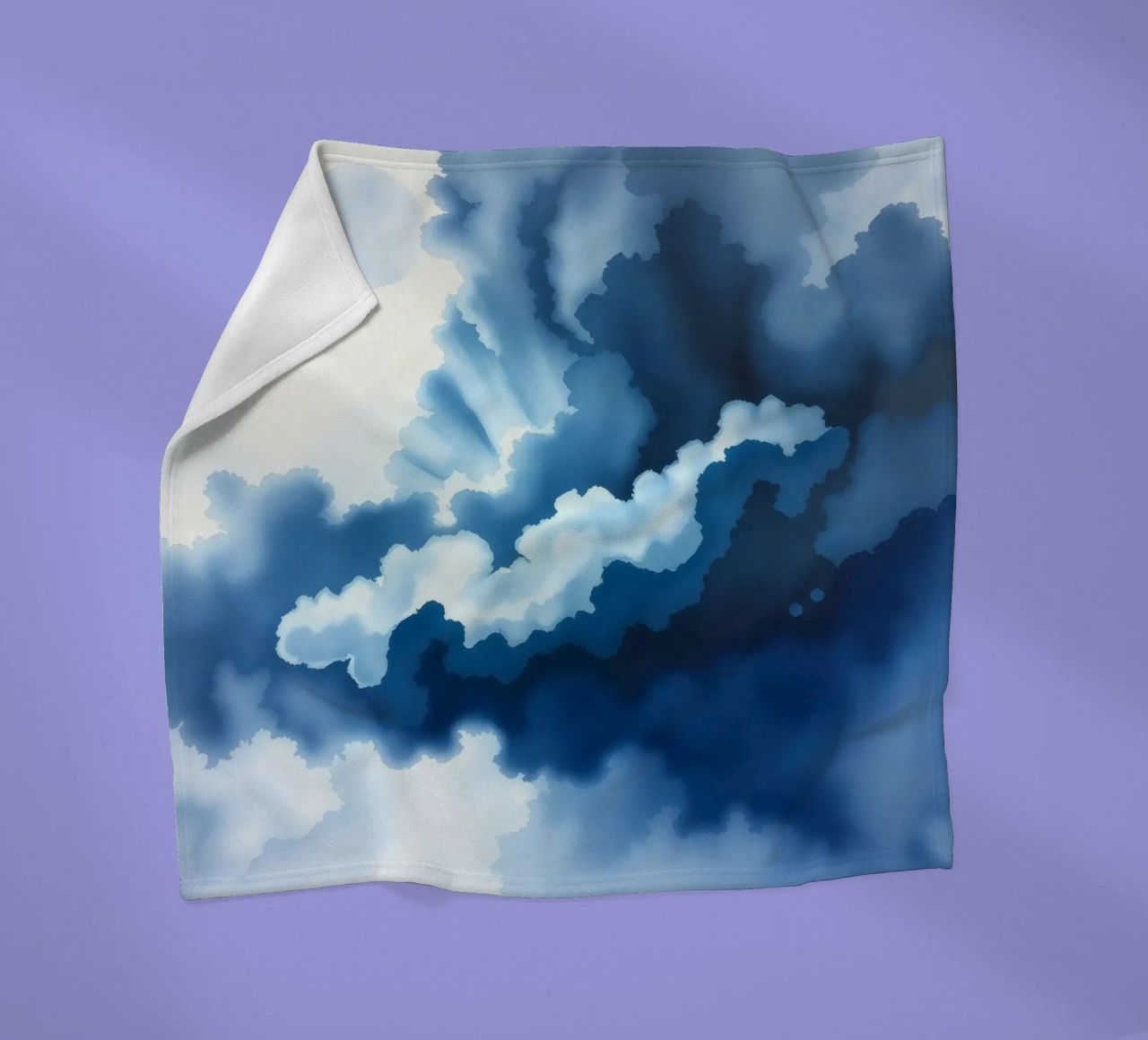 Bright clouds reflect light in a calm bluish atmosphere fleece blanket by DesignDoodle