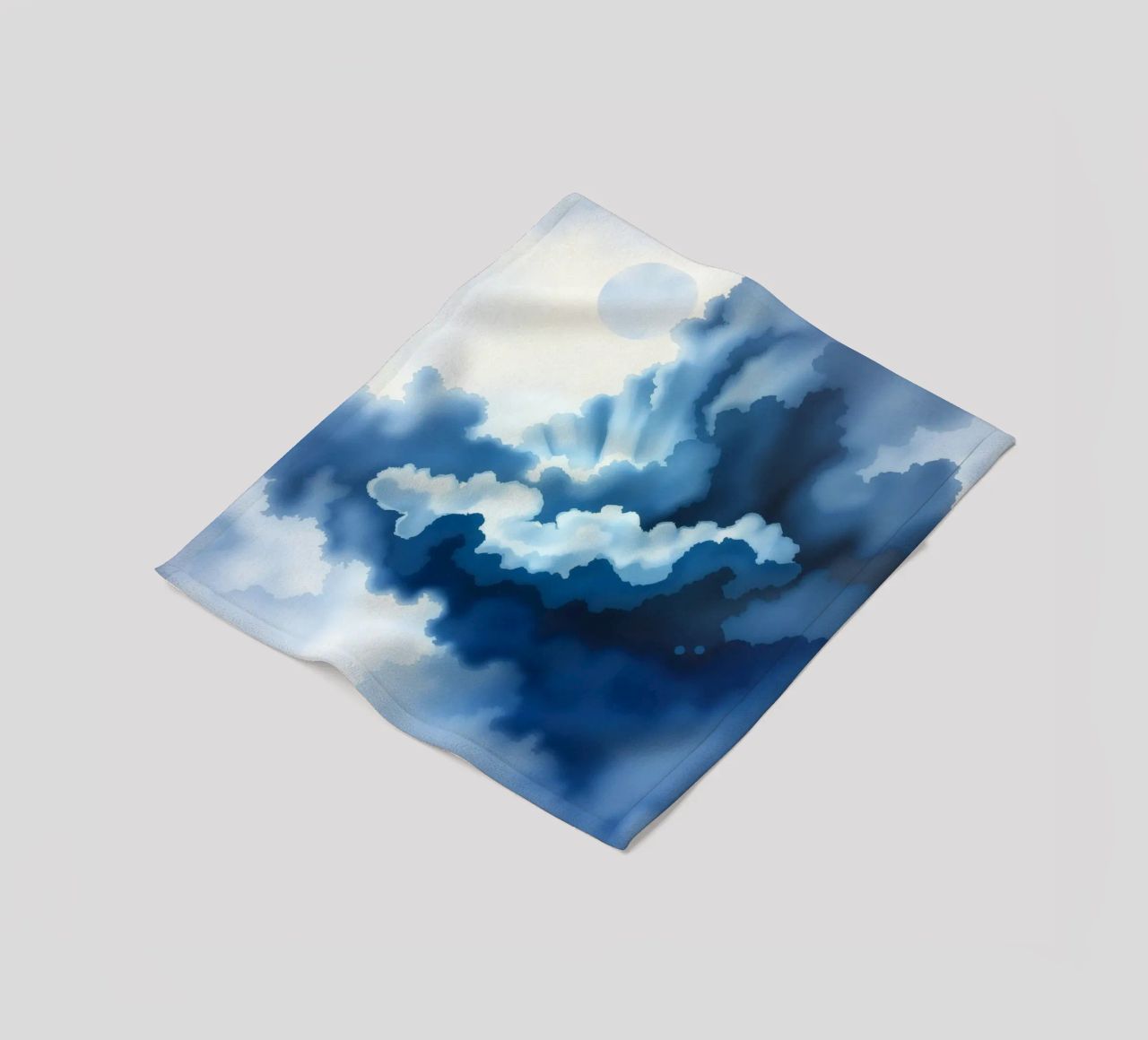 Bright clouds reflect light in a calm bluish atmosphere fleece blanket by DesignDoodle
