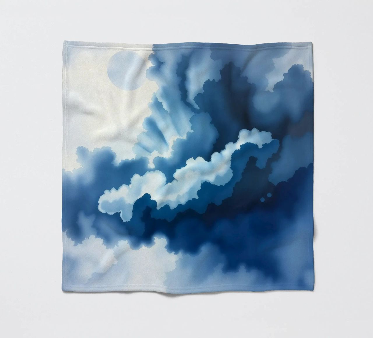 Bright clouds reflect light in a calm bluish atmosphere fleece blanket by DesignDoodle
