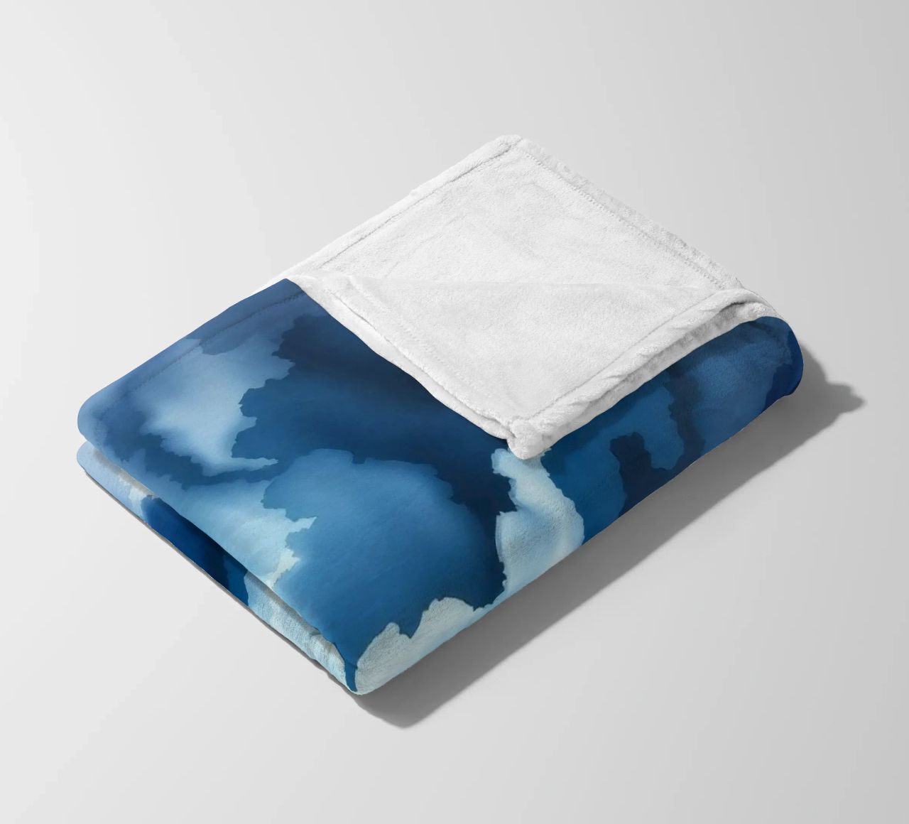 Bright clouds reflect light in a calm bluish atmosphere fleece blanket by DesignDoodle