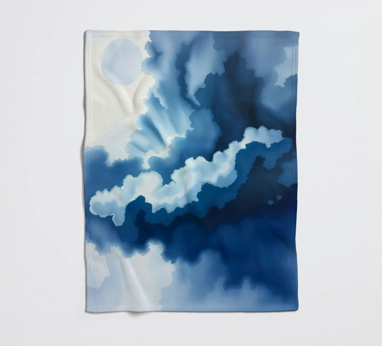 Bright clouds reflect light in a calm bluish atmosphere fleece blanket by DesignDoodle