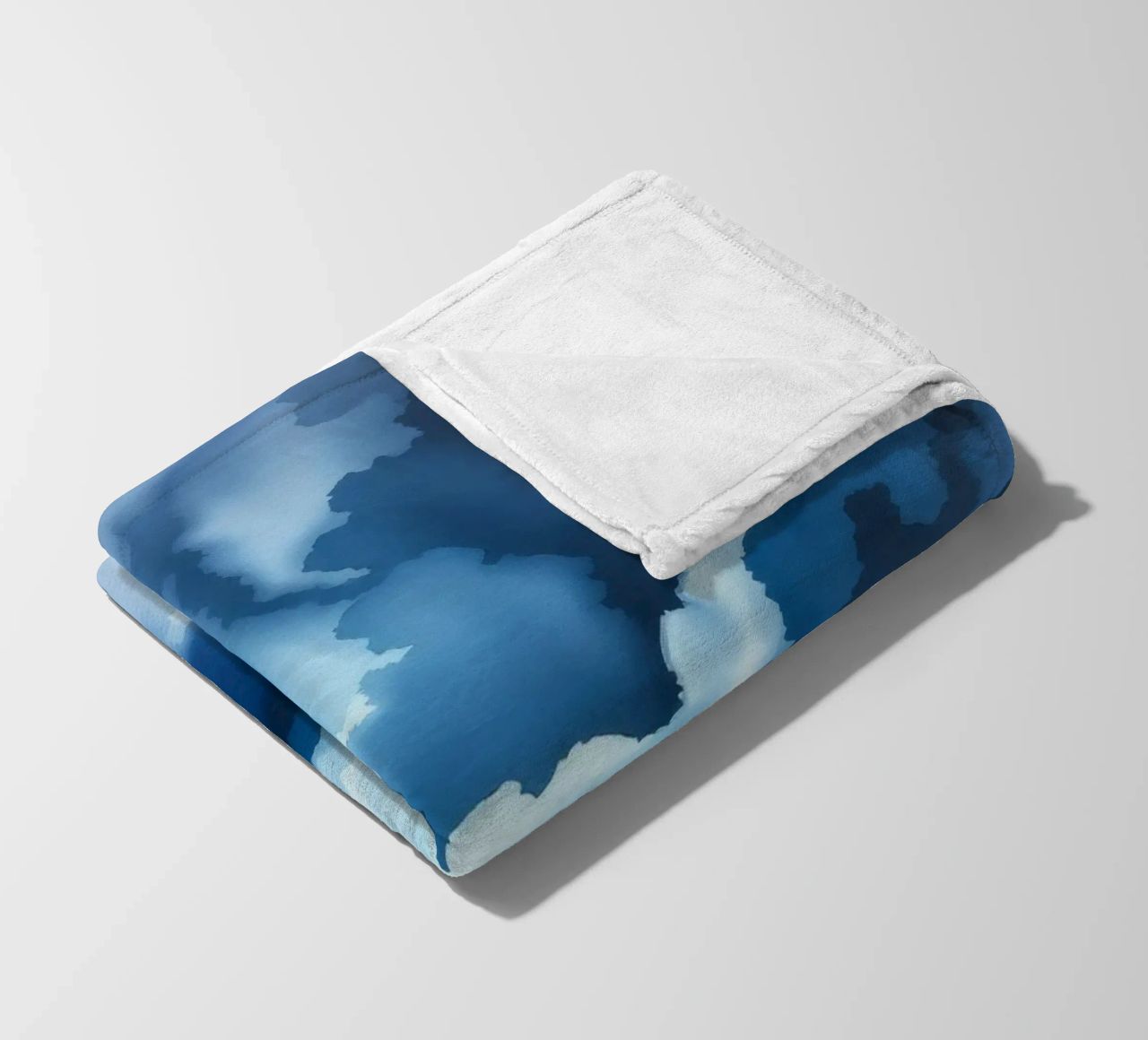 Bright clouds reflect light in a calm bluish atmosphere fleece blanket by DesignDoodle