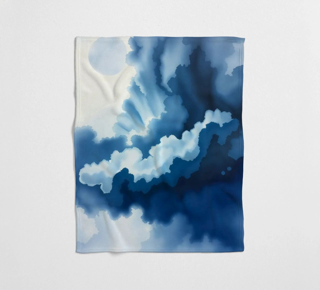 Bright clouds reflect light in a calm bluish atmosphere fleece blanket by DesignDoodle