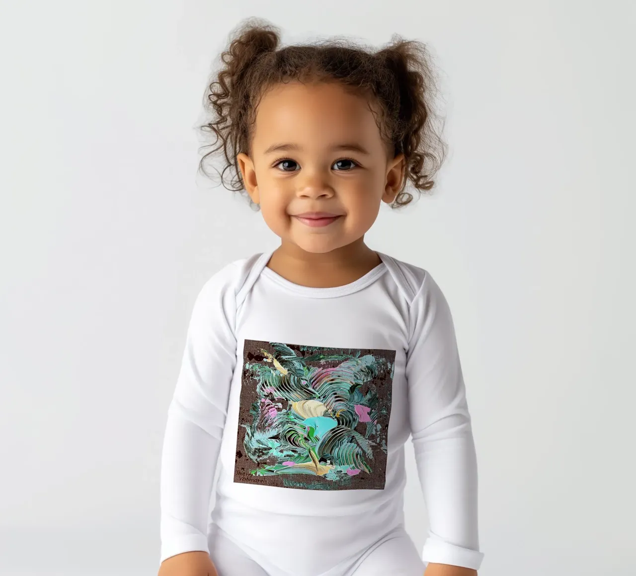 IDEAL GIFT 9 invers long-sleeve baby romper by Thierry Vobmann Abstract painting