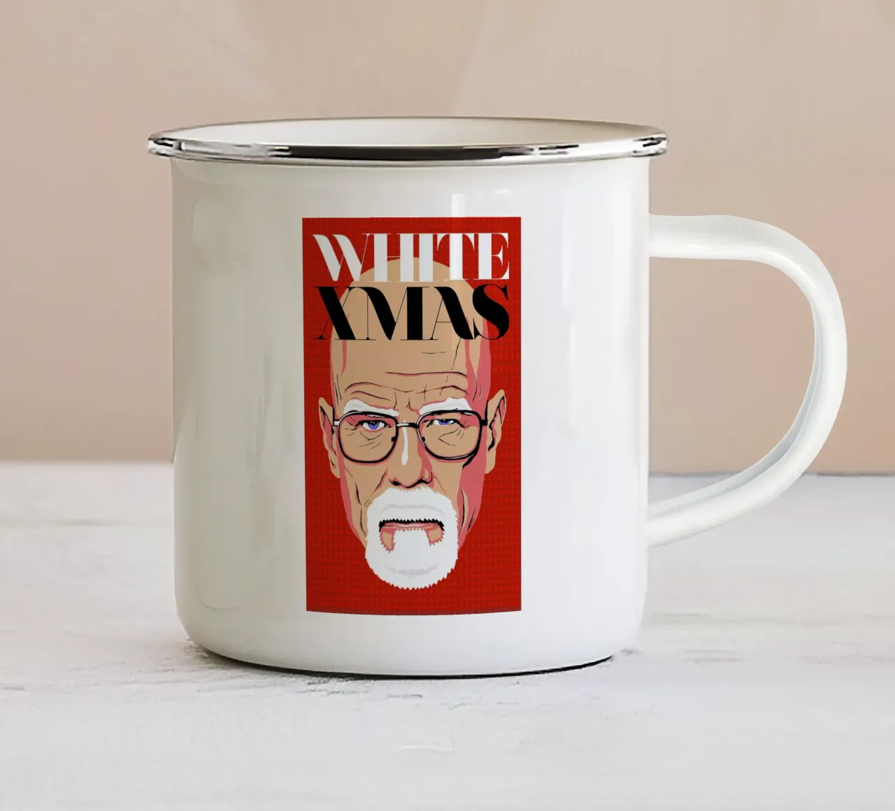 White Christmas tazza in smalto da Butcher Billy