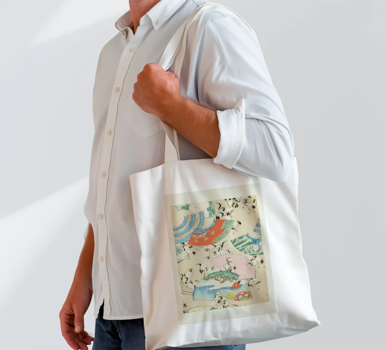 Shin-Bijutsukai - Cranes borsa in juta da Vintage by JUNIQE