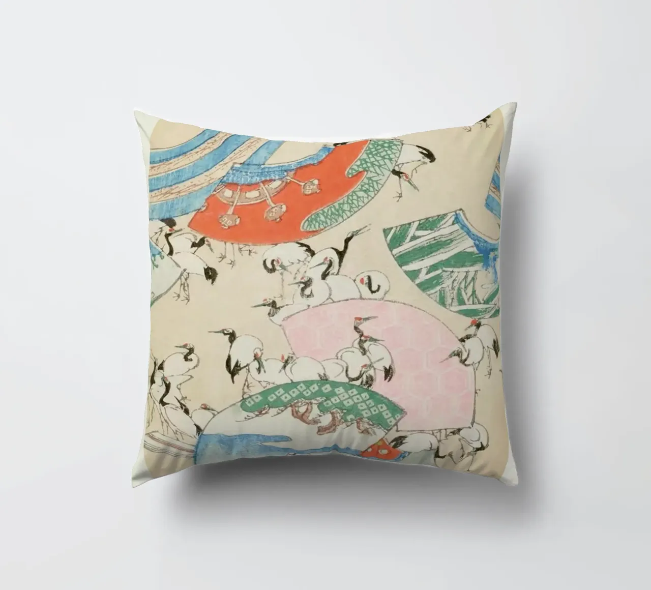 Shin-Bijutsukai - Cranes cuscino da Vintage by JUNIQE