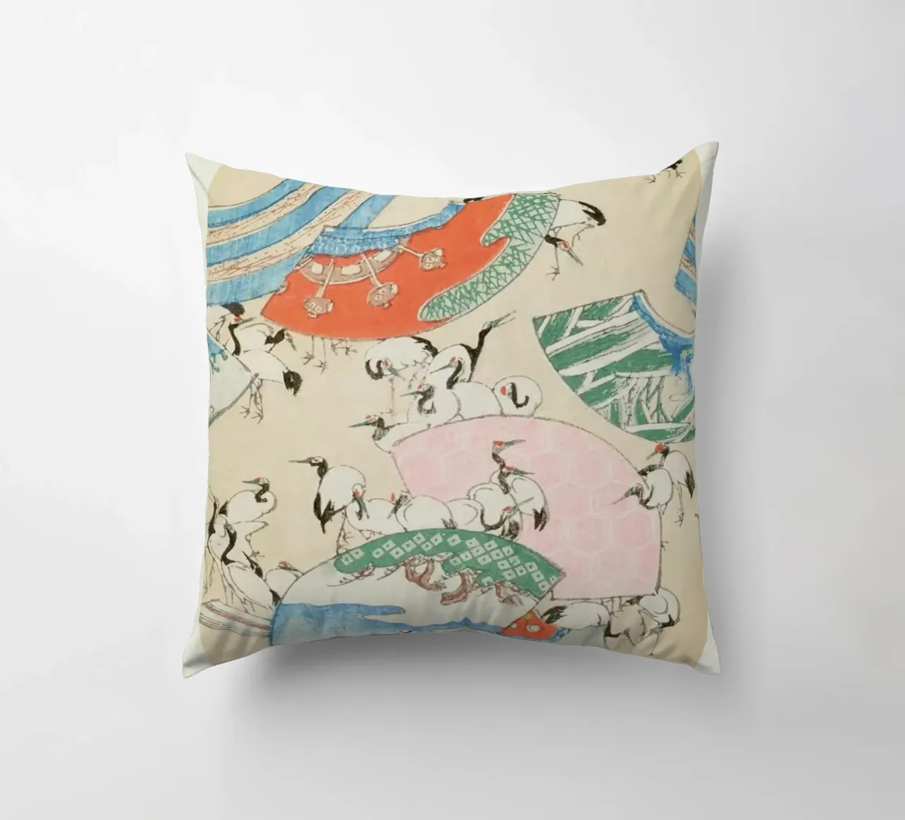Shin-Bijutsukai - Cranes cuscino da Vintage by JUNIQE