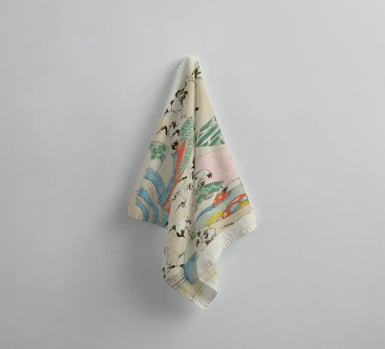 Shin-Bijutsukai - Cranes asciugamano da bagno da Vintage by JUNIQE