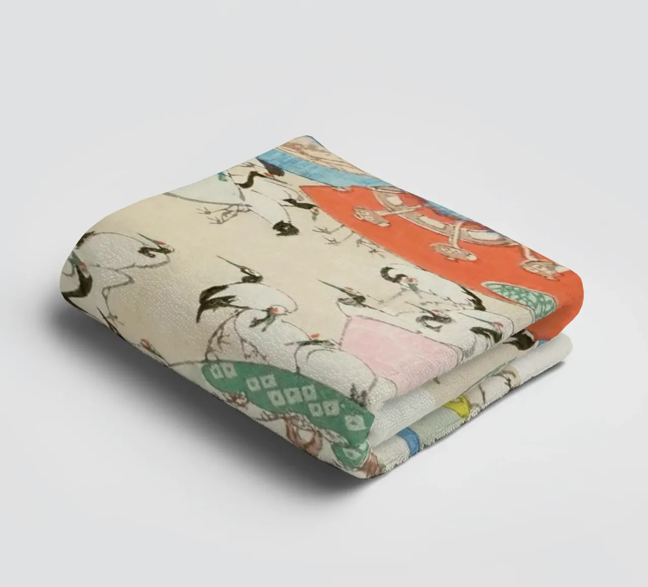 Shin-Bijutsukai - Cranes asciugamano da bagno da Vintage by JUNIQE