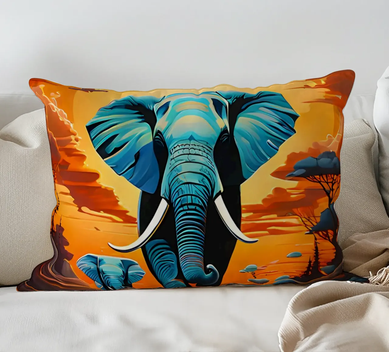 surreal abstract-art-flying-elephants cuscino da kosinsart.gallery