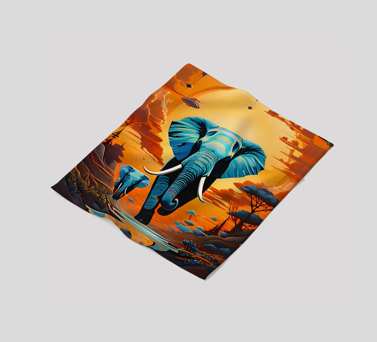 surreal abstract-art-flying-elephants coperta in pile da kosinsart.gallery