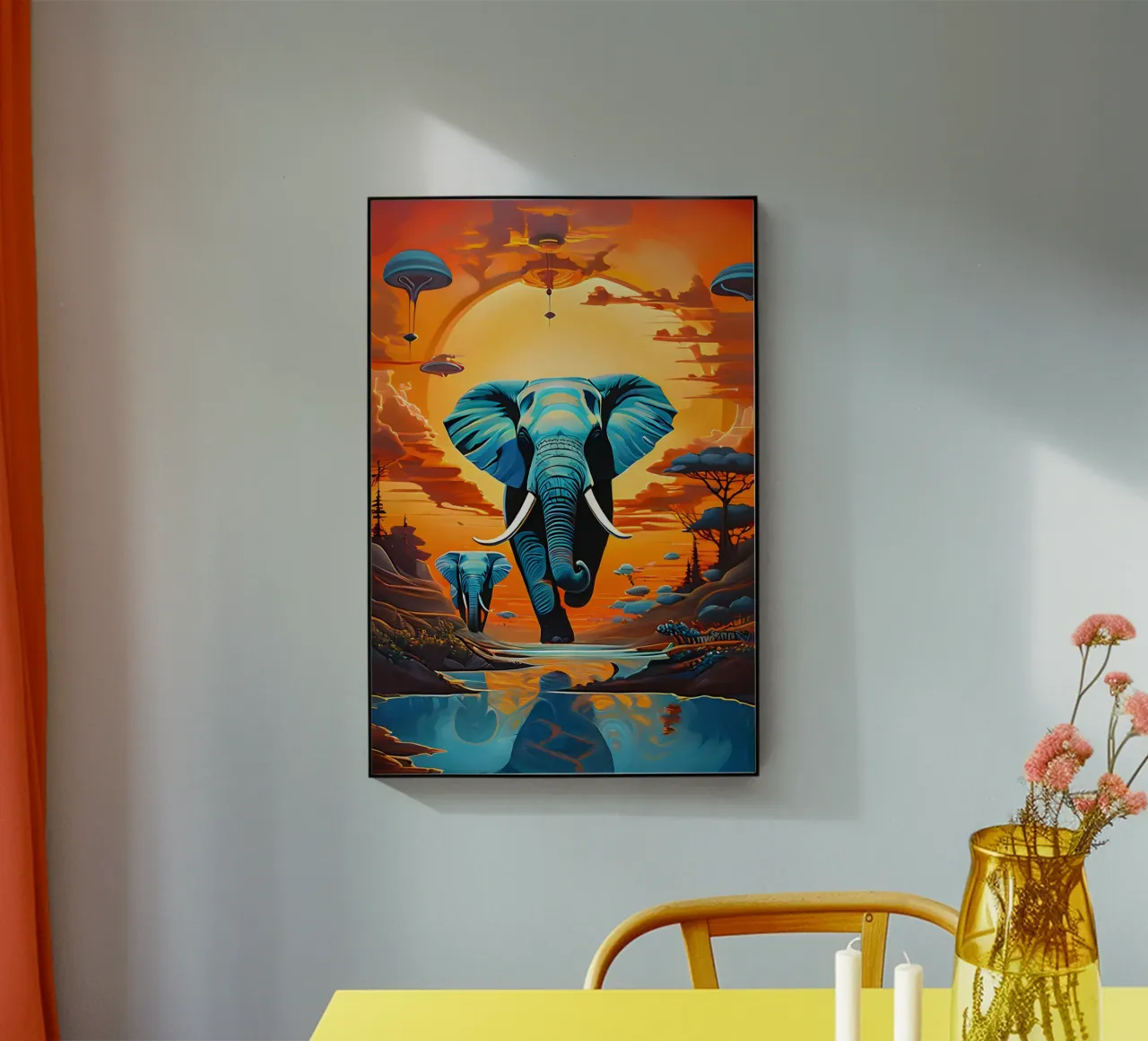 surreal abstract-art-flying-elephants plexiglass da kosinsart.gallery