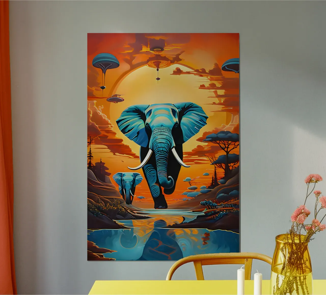 surreal abstract-art-flying-elephants carta hahnemühle da kosinsart.gallery