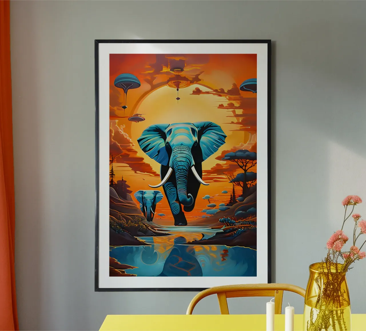 surreal abstract-art-flying-elephants carta hahnemühle da kosinsart.gallery