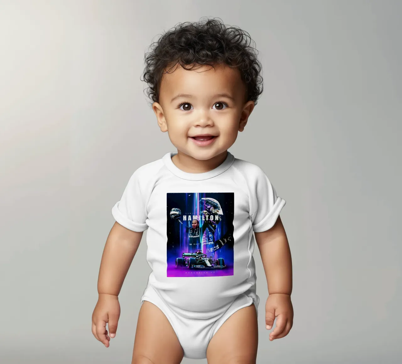 Lewis Hamilton Kurzarm Babybody von Indah Creative