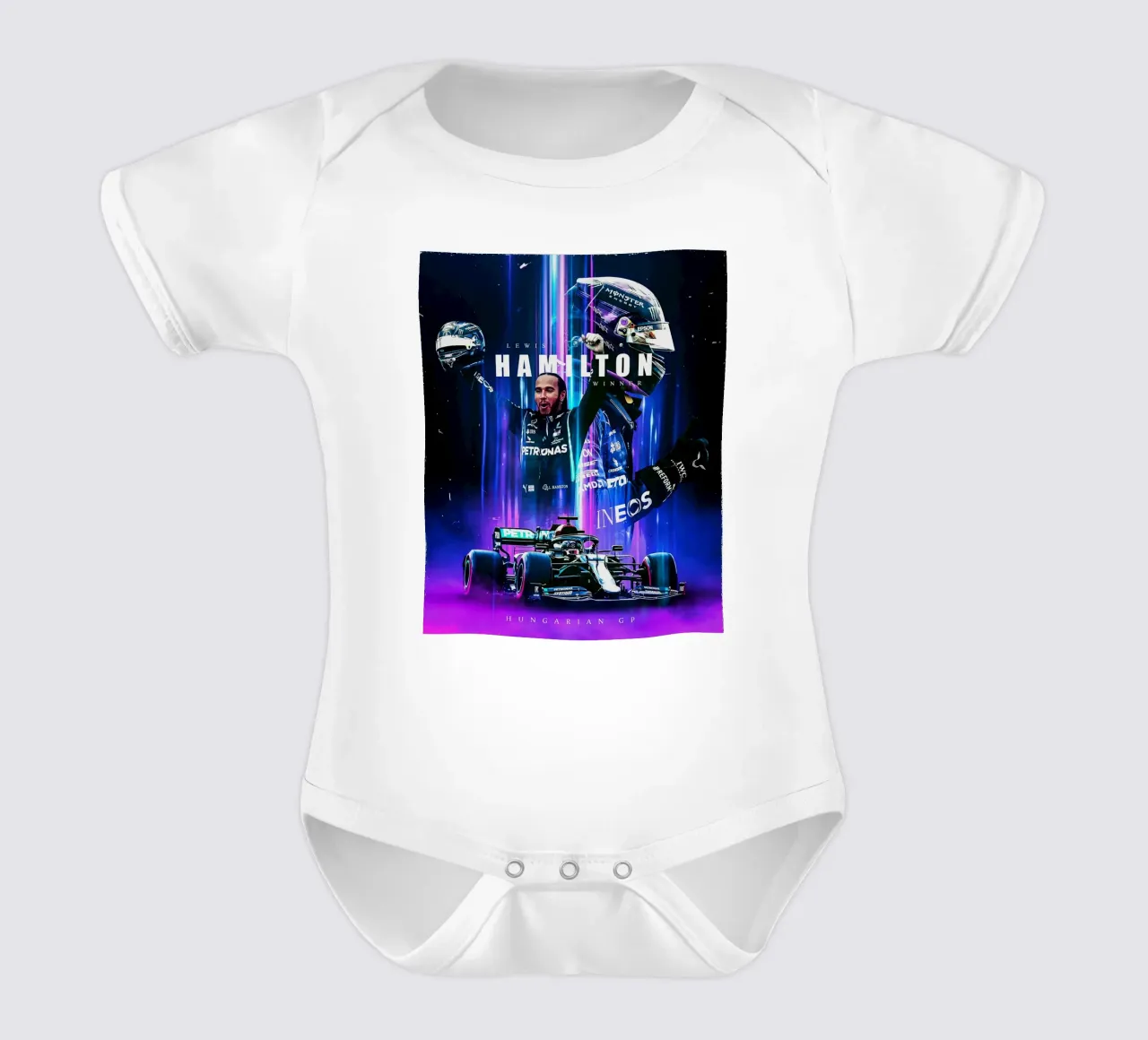 Lewis Hamilton Kurzarm Babybody von Indah Creative