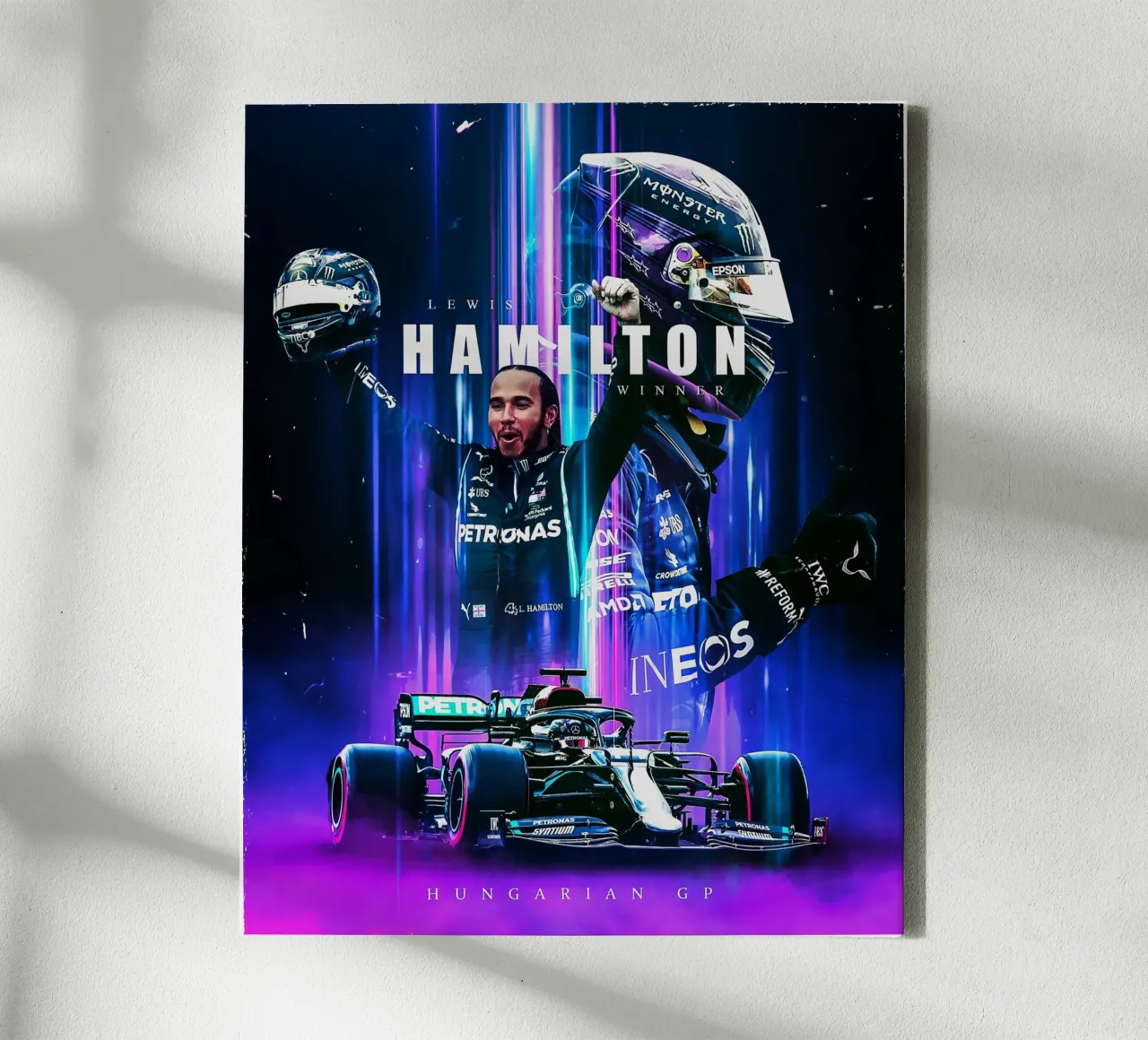 Lewis Hamilton tela con Cornice a cassetta da Indah Creative