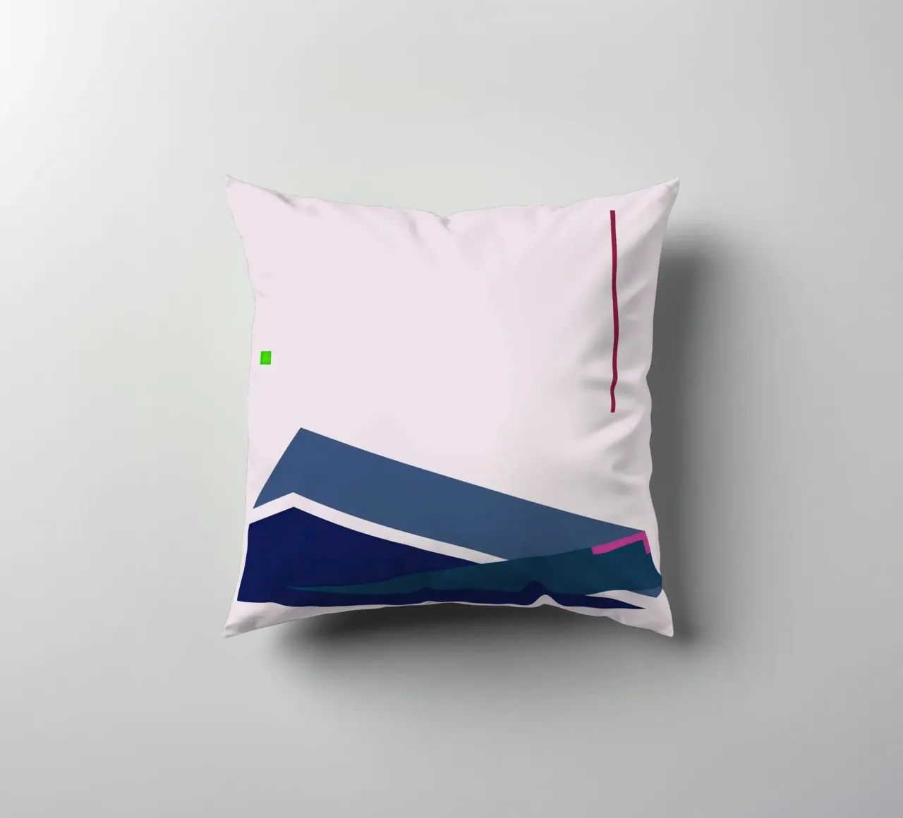 Composizione strutturata con accenti fucsia e blu cuscino da Artbyvo