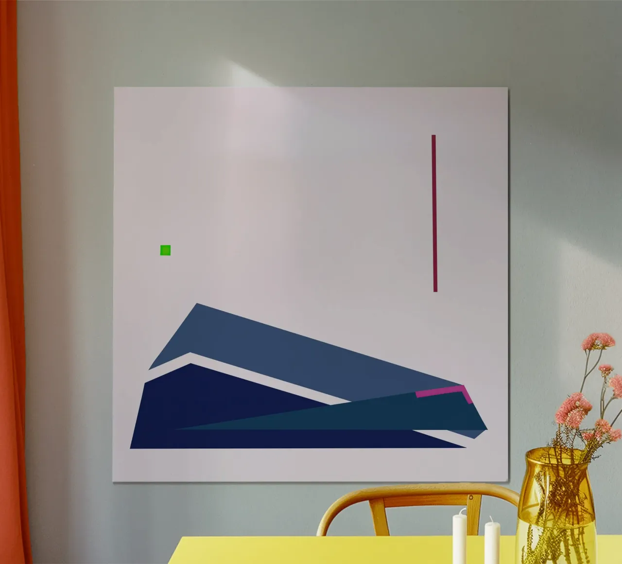Composizione strutturata con accenti fucsia e blu carta hahnemühle da Artbyvo