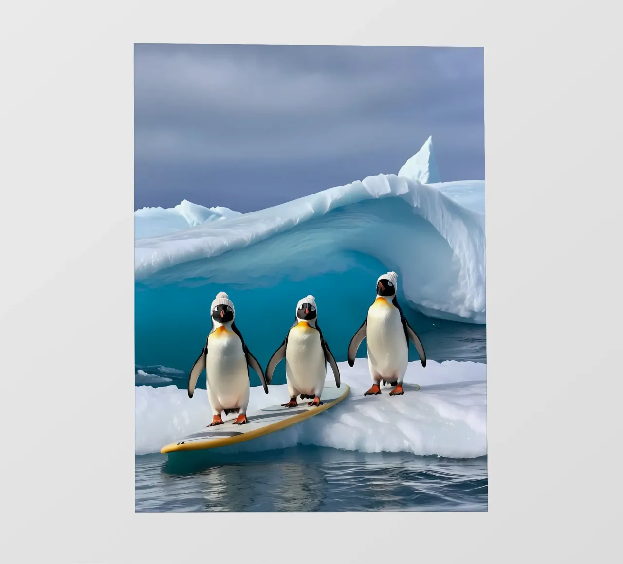 Pinguine mit Surfbrett pellicola backlit da kosinsart.gallery