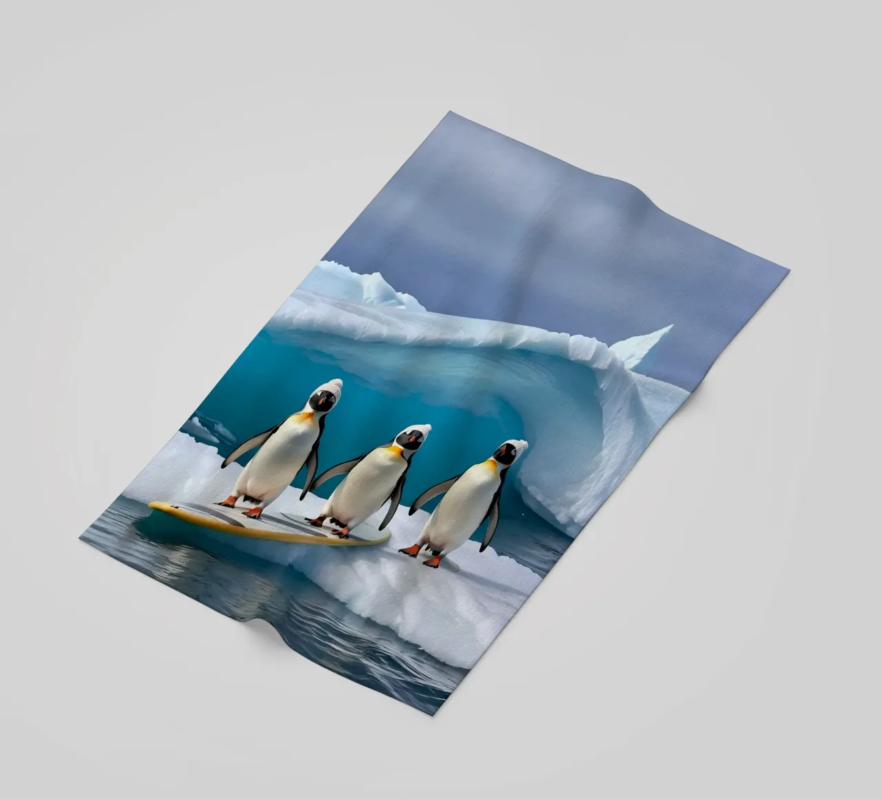Pinguine mit Surfbrett telo mare da kosinsart.gallery