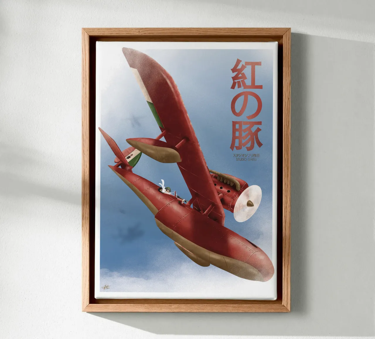 Porco Rosso – Studio Ghibli canvas met Baklijst van Attaboy Dsgn