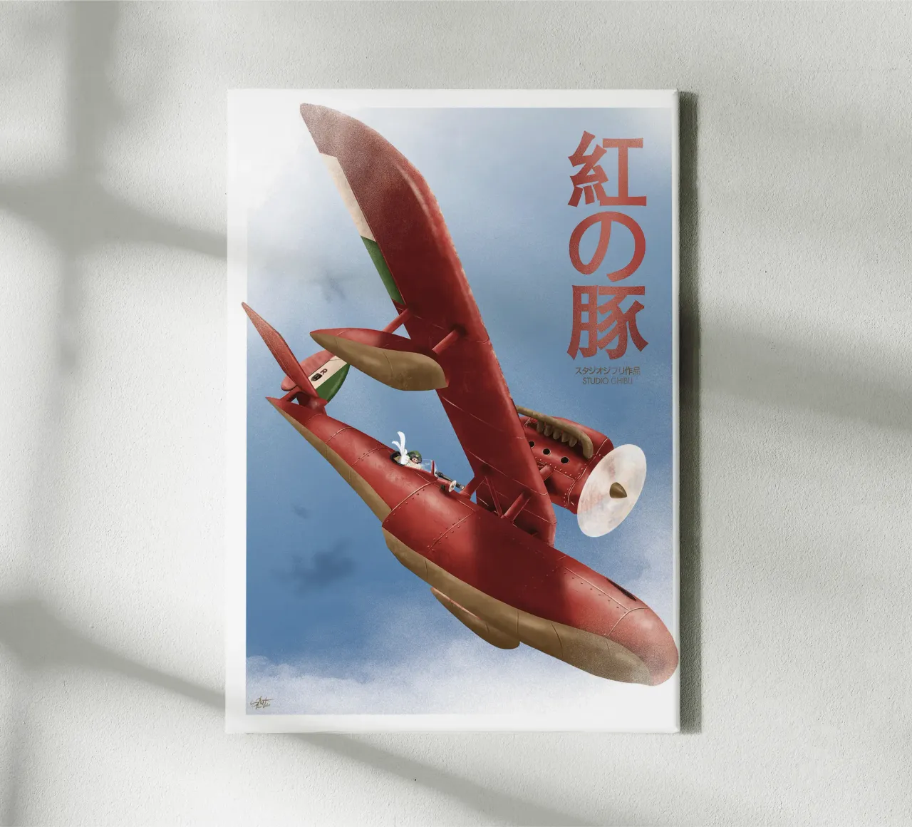 Porco Rosso – Studio Ghibli canvas met Baklijst van Attaboy Dsgn