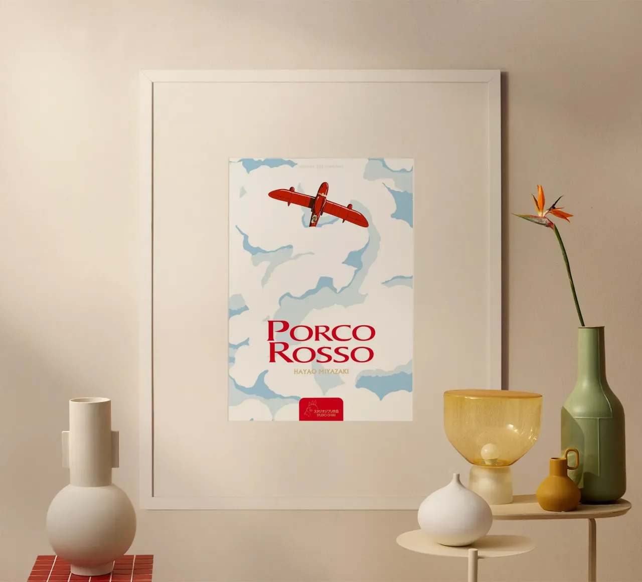 Porco Rosso – Studio Ghibli poster con telaio in legno da Attaboy Dsgn